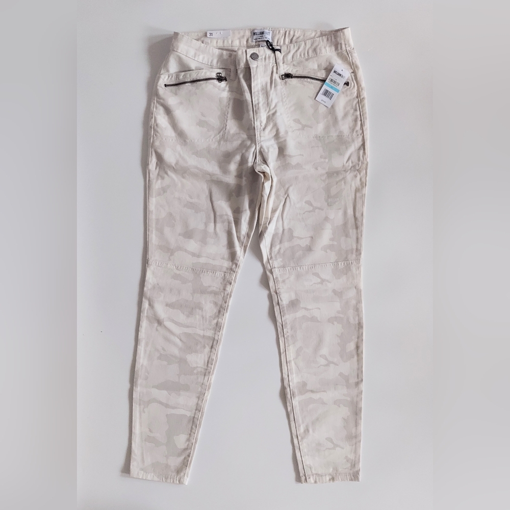 William Rast Stretch Camo Jeans Size 31 US 10 White Beige NWT